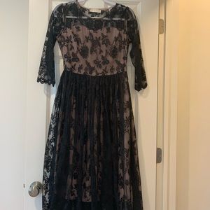Lace black and pink dress